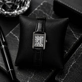 Classic Black Leather Rectangular Watch