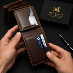 Men's Cuff Premium Genuine Leather Wallet – Classic Brown | Slim & Stylish