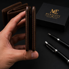 Men's Cuff Premium Genuine Leather Wallet – Classic Brown | Slim & Stylish
