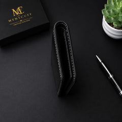 Men's Cuff Premium Black Genuine Leather Wallet – Elegant & Slim Bifold