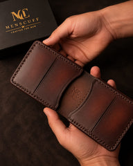 Mens Cuff Classic Burnished Bifold Leather Wallet