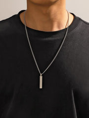 Mens Cuff Stainless Steel Bar Pendant Necklace – Minimalist Chain for Men