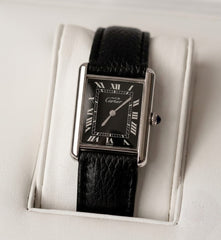 Classic Black Leather Rectangular Watch