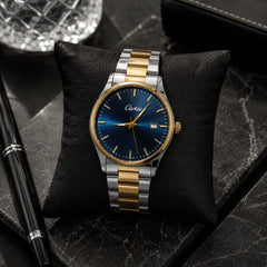Cartisi Premium Blue Dial Two-Tone Stainless Steel Quartz Watch for Men