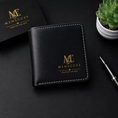 Men's Cuff Premium Black Genuine Leather Wallet – Elegant & Slim Bifold