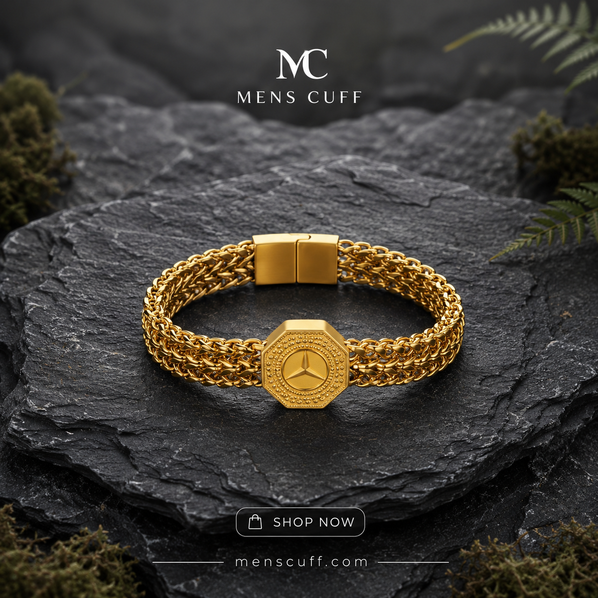 Mercedes Men’s Bracelet – Premium Gold & Silver
